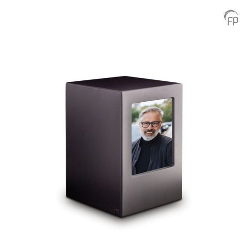 wooden urn with foto black wooden urn with foto black