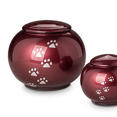 round glass pet urn burgundy round glass pet urn burgundy
