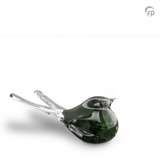 glass mini urn bird green aventurine
