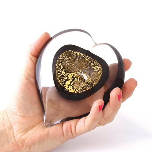 glass mini urn golden heart