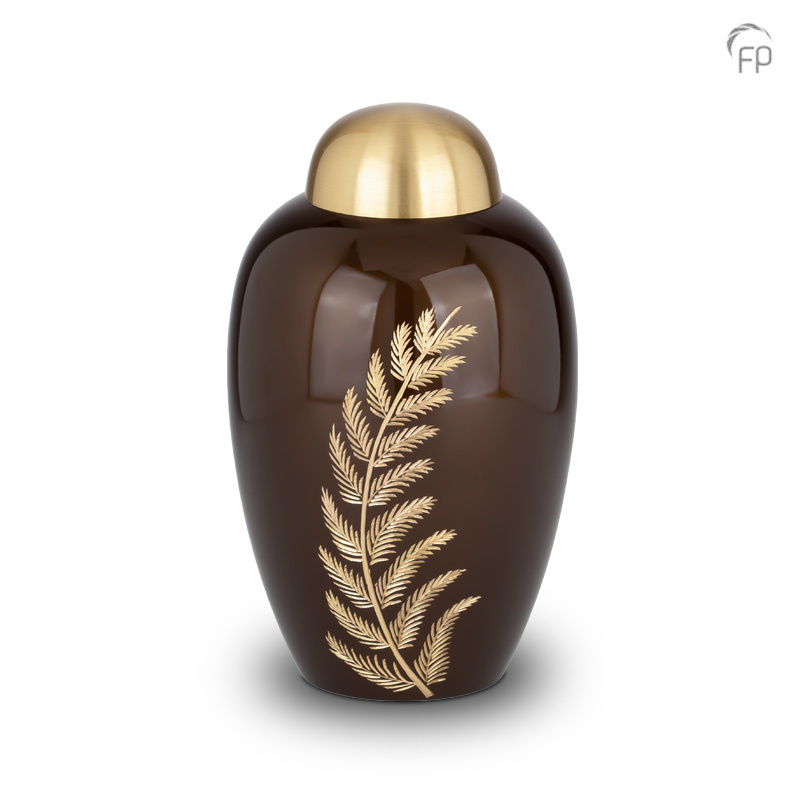 brown metal urn – golden fern brown metal urn – golden fern