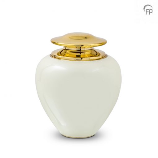 brass urn satori pearl white & gold colour brass urn satori pearl white & gold colour